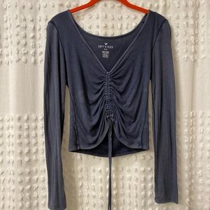 American Eagle Soft and Sexy Ribbed Blue Long Sleeve Top